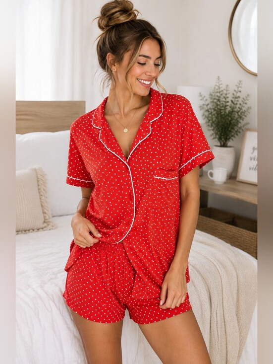 White Mark Other - ❤️ White Mark Red Polka Dot Short Sleeve Pajama Set Size Large